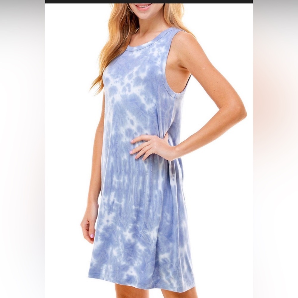 THREAD & SUPPLY WOMEN'S TIE DYE SLEEVELESS DRESS blue white XXL
swim coverup